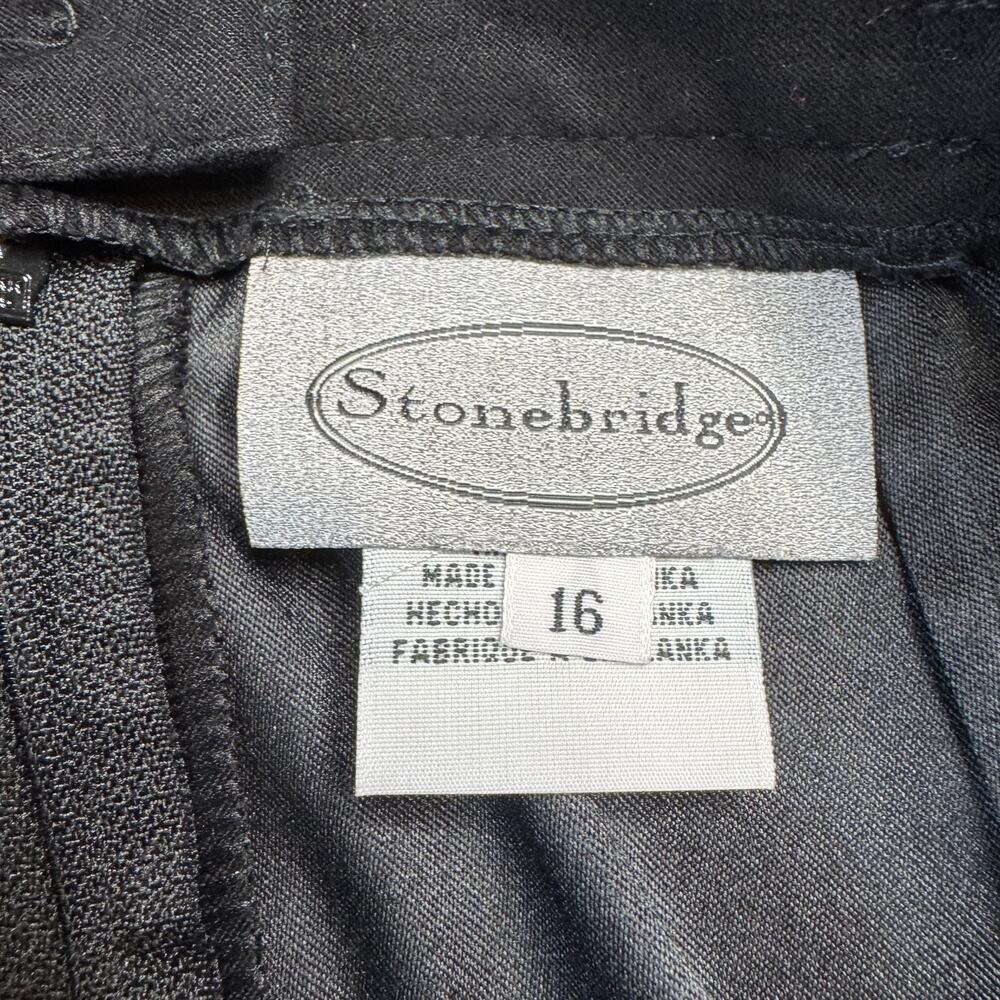 VTG Stonebridge Black Long Straight Skirt Leopard Accent Stripe Womens Sz 16 - Picture 2 of 6
